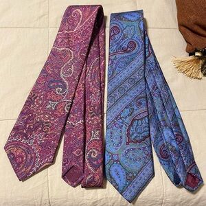 Liberty of London Paisley Ties in Purple and Blue